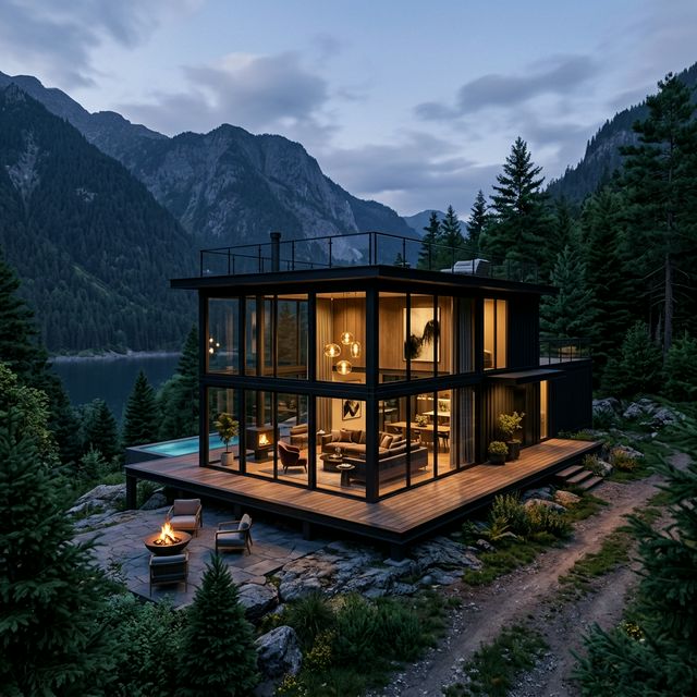 Glass container house